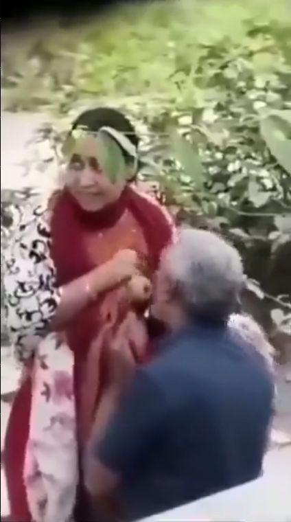 Old Man Sucking Indian Woman’s Breasts In The Bush In Public (18+)