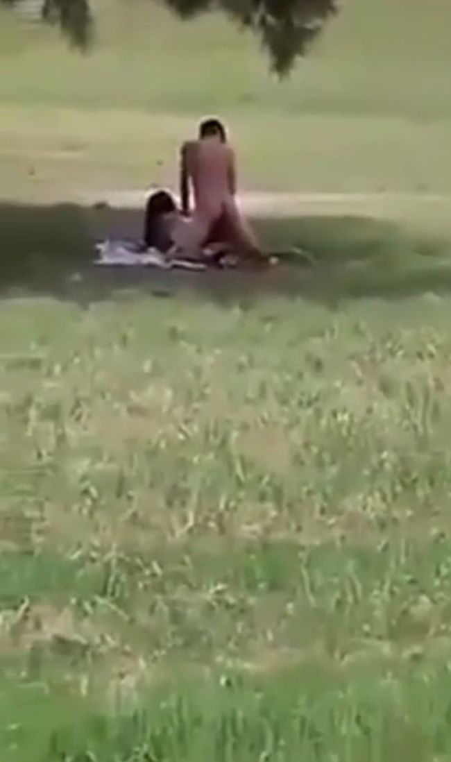 Crazy White European Couple Caught Having Sex On A Field In Public (18+)